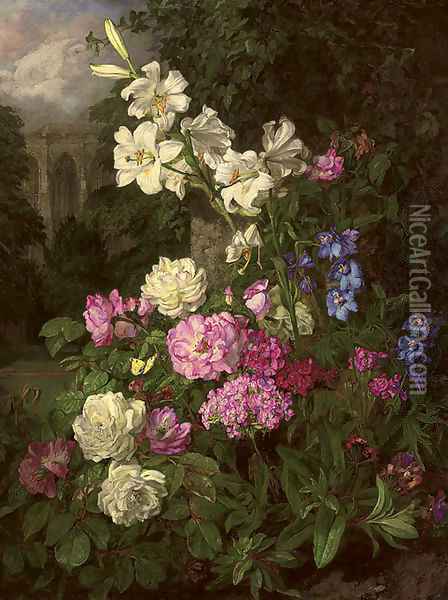 Garden in the close Oil Painting - Martha Darley Mutrie