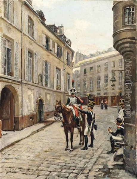The General's Dispatch Oil Painting - Henri Victor Lesur