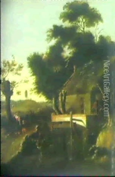 Landschaft Mit Muhle Und Personenstaffage Oil Painting - Emanuel Murant