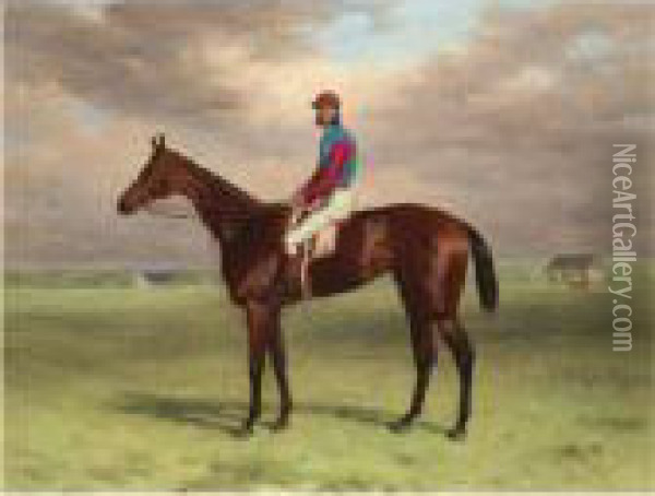 The Rev. John William King's (mr Launde's) Bay Filly 
Agility
 With Jockey Up At Newmarket Oil Painting - Harry Hall
