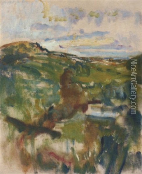View From Abbotsleigh, Freshford, Somerset Oil Painting - Arthur Ambrose McEvoy