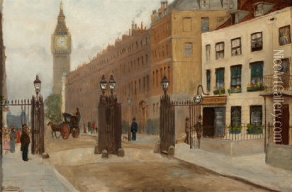 Storey's Gate Oil Painting - Albert William Holden
