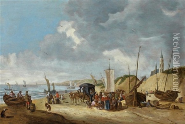 La Plage De Scheveningen Oil Painting - Willem Gillisz Kool
