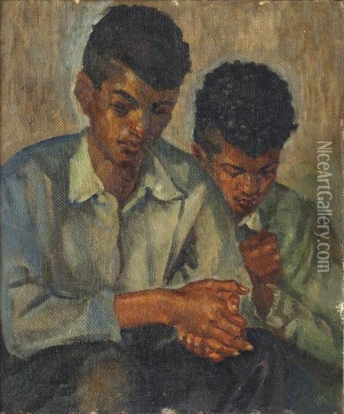 Los Hermanos Oil Painting - Alberto Garduno