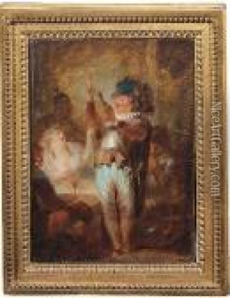 Interno Con Figure Conviviali Oil Painting - Giuseppe Bernardino Bison