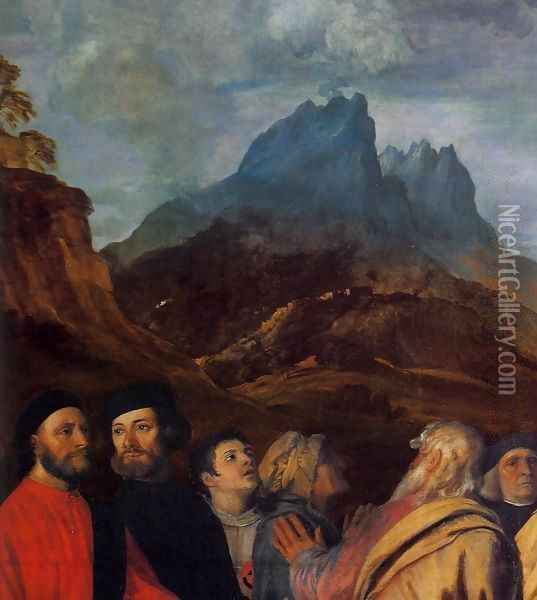 Presentation of the Virgin at the Temple (detail) 6 Oil Painting - Tiziano Vecellio (Titian)
