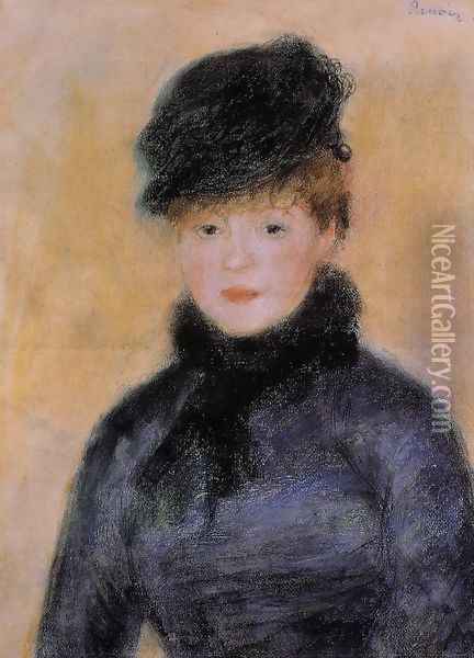 Woman With A Blue Blouse Oil Painting - Pierre Auguste Renoir