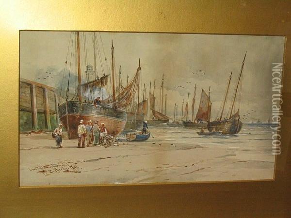 'scarborough', And 'low Tide Scarborough' Oil Painting - Thomas Bush Hardy