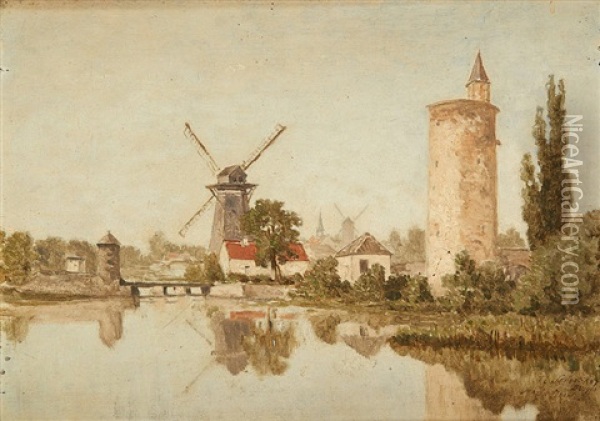 Un Matin De Juin A Bruges Oil Painting - Francois Stroobant