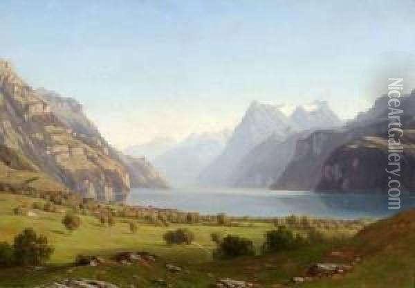 Lac Des Quatre Cantons Oil Painting - Jean Philippe George-Juillard