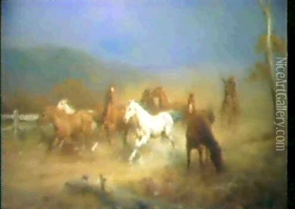 Tailing The Horses Oil Painting - Jan Hendrik Scheltema