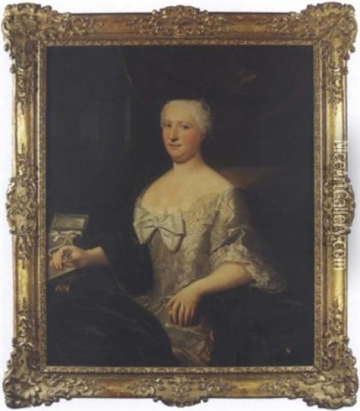 Portrait De Madame De Barrigue De Fontainieu Oil Painting - Claude Arnulphy