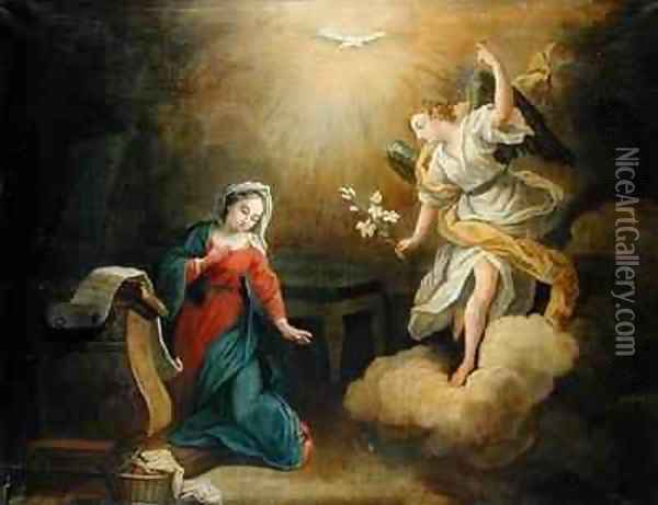 Annunciation Oil Painting - Paul Joseph Delcloche