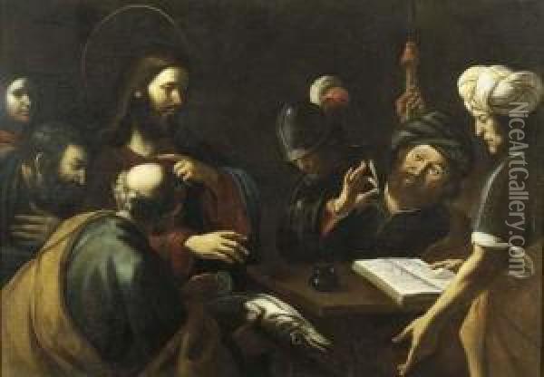 Cristo E Il Tributo Oil Painting - Gregorio Preti