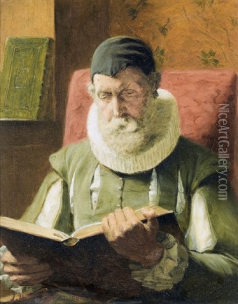 Lesender Mann Oil Painting - John Watson Nicol