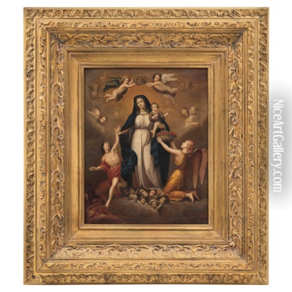 Virgen De La Luz Oil Painting - Primitivo Miranda
