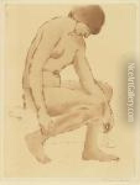 Femme Nue Assise Oil Painting - Theophile Alexandre Steinlen