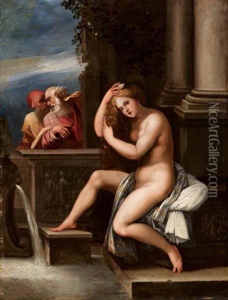 Susanna E I Vecchioni Oil Painting - Bernardino Cesari