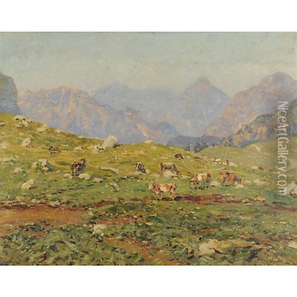 Alpi Giulie Oil Painting - Ugo Flumiani