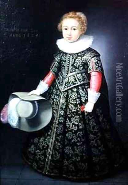 Portrait of a small boy aged two and a half Oil Painting - Wybrand Simonsz. de Geest
