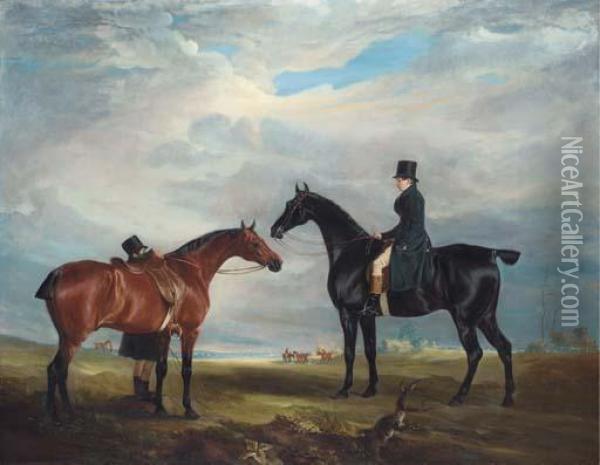 Frank Hall Standish With The Quorn Hunt Oil Painting - John Snr Ferneley