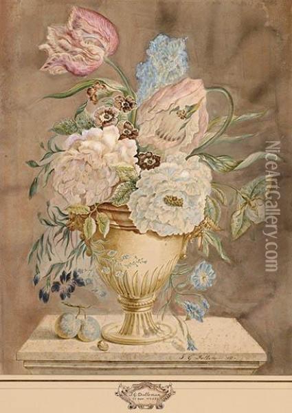 Still-life Of Flowers Oil Painting - J.G. Dolleman
