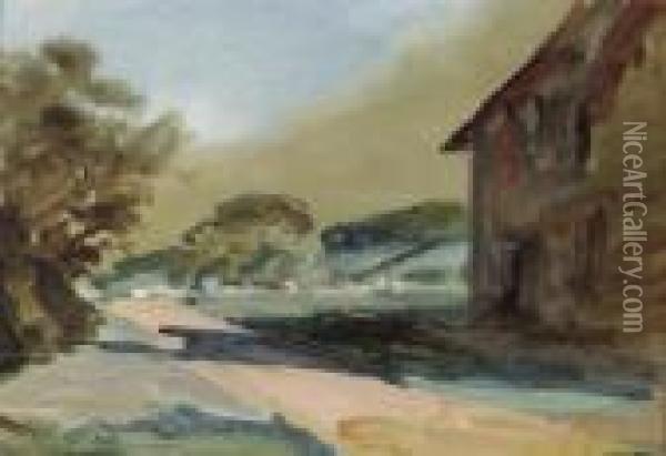 The Terrace At Oaklands, Sussex Oil Painting - Hercules Brabazon Brabazon
