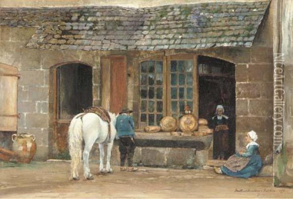 A Baker's Shop, Pont-aven, Brittany Oil Painting - David Maitland Armstrong