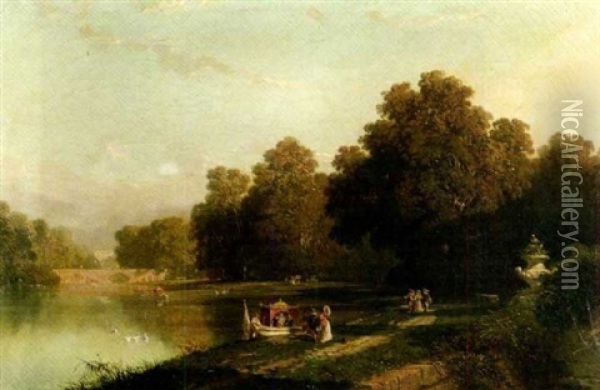Promenade Dans Le Parc Oil Painting - Theophile Victor Emile Lemmens