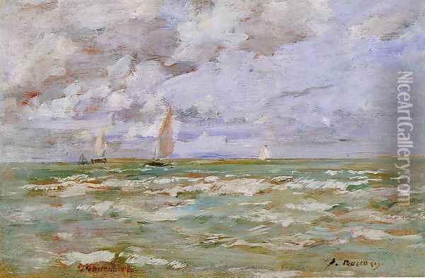 Standing off Deauville Oil Painting - Eugene Boudin