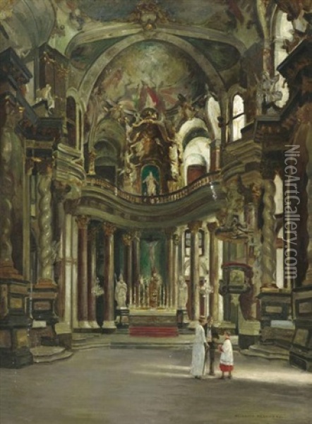 Hofkapelle In Wurzburg Oil Painting - Heinrich Hermanns