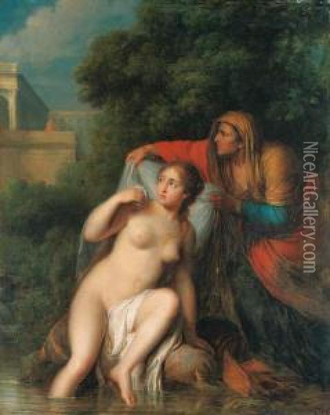 David And Bathsheba Oil Painting - Michel-Honore Bounieu