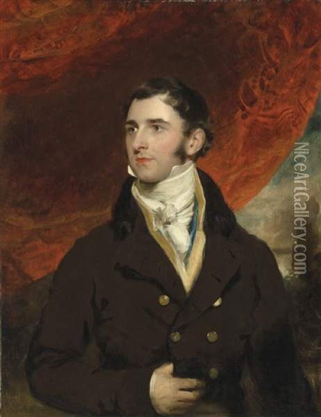 Portrait Of A Gentleman, Half-length, In A Dark Coat Oil Painting - Thomas Lawrence