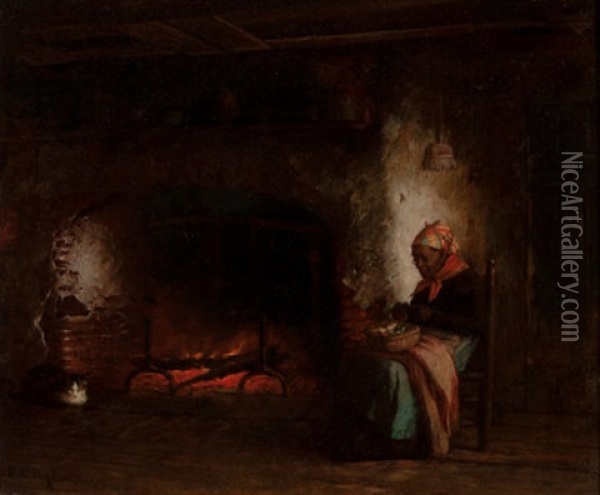 By The Fire Oil Painting - Platt Powell Ryder
