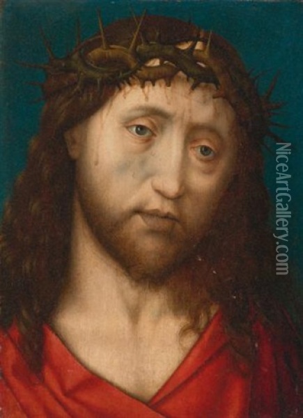 Christ Crowned With Thorns Oil Painting - Hugo Van Der Goes