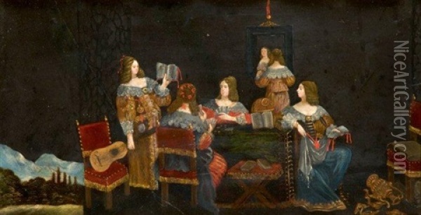 Les Vierges Folles S'entretiennent Des Plaisirs Mondains Oil Painting - Abraham Bosse