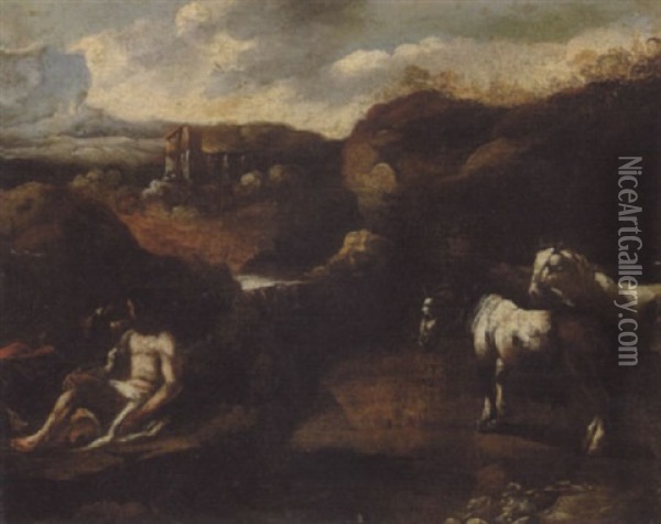 Heste I Landskab Oil Painting - Domenico Brandi