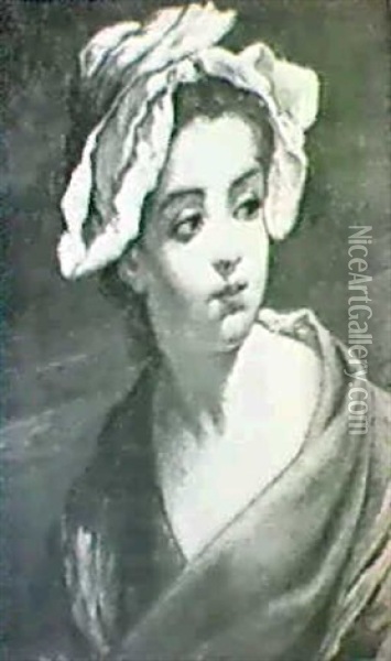 Peasant Child In A White Bonnet Oil Painting - Jean Baptiste Greuze