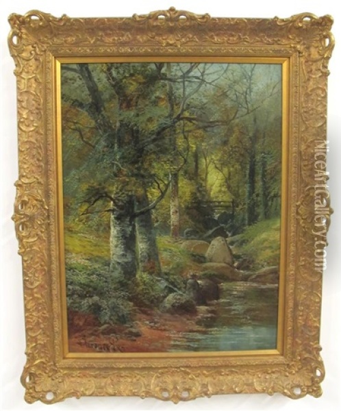 Sketching By A Woodland Brook Oil Painting - Clarence Henry Roe