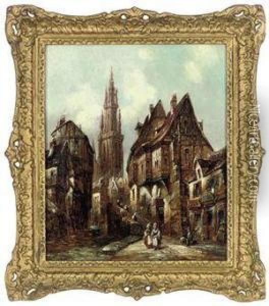 St. Ouen, Rouen, Normandy; And Antwerp, Belgium Oil Painting - Henry Schafer