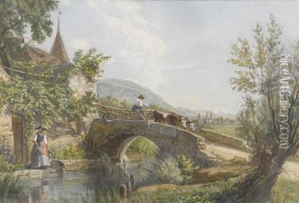 Sonnige Bachpartie In Der Gegend Von Aarau Oil Painting - Johann Friedrich Dietler