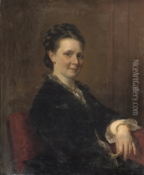 A Portrait Of An Elegant Lady Oil Painting - Anton Heinrich Dieffenbach