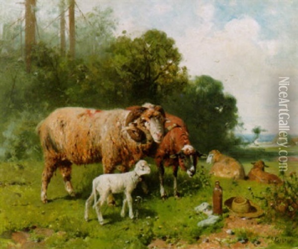 Schafe Auf Der Weide Oil Painting - Otto Friedrich Gebler