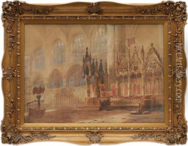 Interior De Iglesia. Oil Painting - Mariano Jose Maria Bernardo Fortuny y Carbo