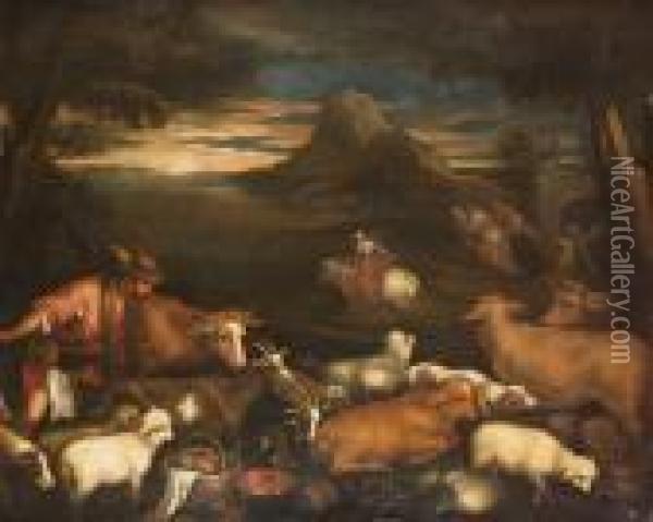 The Rape Of Europa Oil Painting - Jacopo Bassano (Jacopo da Ponte)