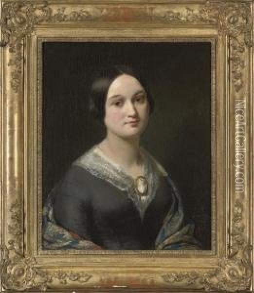Portrait Of The Artist's Sister Oil Painting - Alexandre-Marie Colin