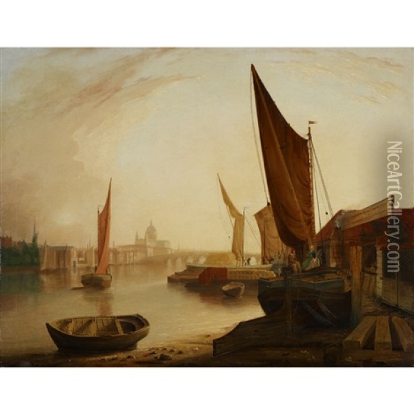 View Of Saint Paul's And Thames Oil Painting - Charles Deane