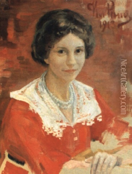 Ung Kvinnas Portratt Oil Painting - Ilya Repin