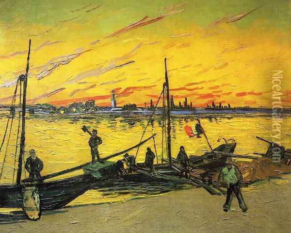 Coal Barges Oil Painting - Vincent Van Gogh