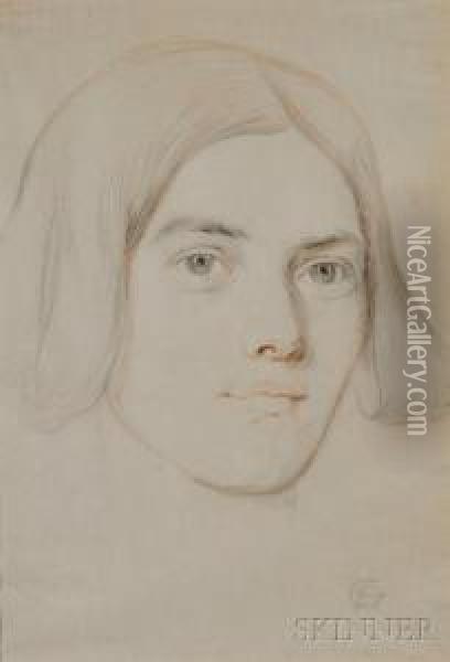 Framed Sketch Of A Woman's Head Oil Painting - Dante Gabriel Rossetti